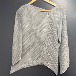 Issey Miyake Pleats Please Grey Geometric Top
